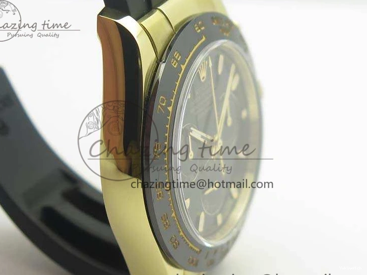 Daytona 1:1 Clone 116518 LN YG Dial Best Black ARF Rubber A4130 On Strap Super Edition 0303